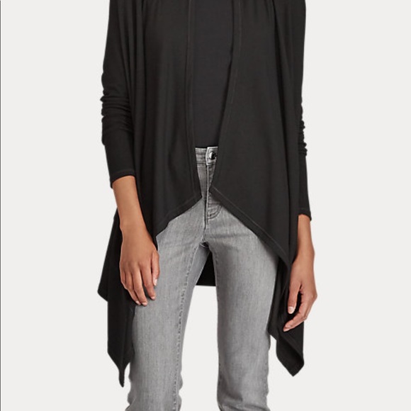 Ralph Lauren Open Draped Cardigan w/leather lining - Size XS - Picture 3 of 8